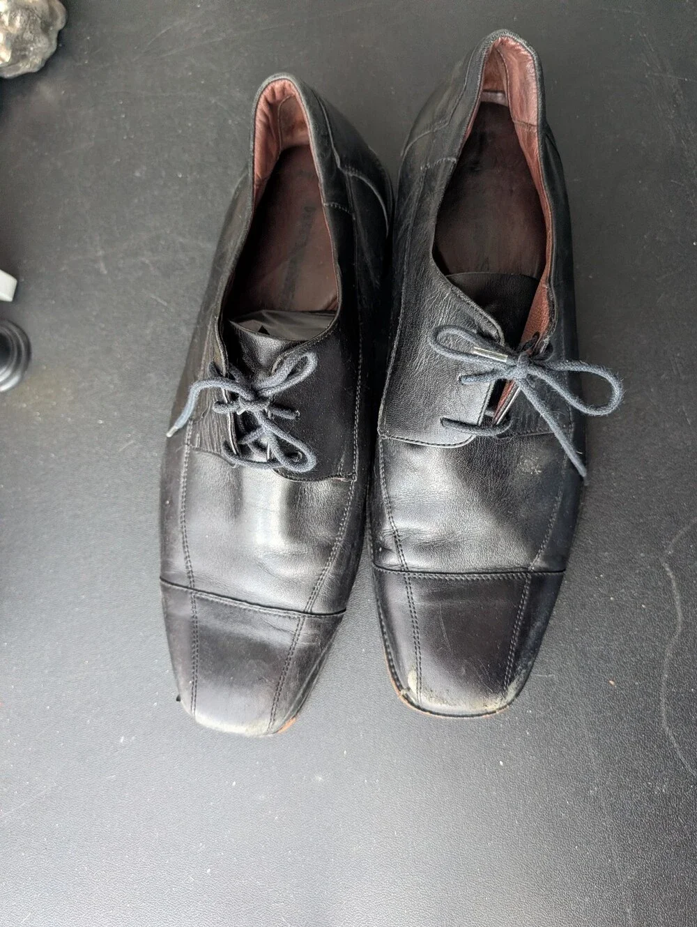 Men's Black Leather Lace-Up Dress Shoes